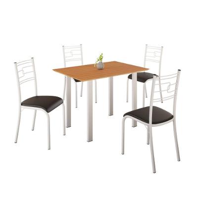 Conjunto Sala de Jantar Mila Ella 4 Lugares Tampo em MDF Mesa 93x58cm Branca C Preto