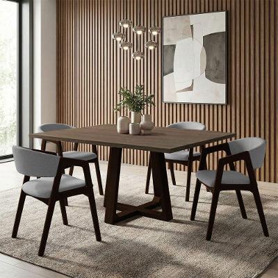 Conjunto de Jantar Isabela 4 Lugares Tampo Freijó com Cadeiras Gabriela Cinza Ideal Decor
