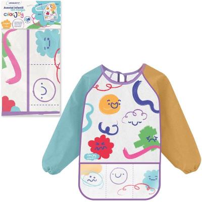 Avental Infantil Leo & Leo Color Joy com Bolso e Manga Comprida para Atividades Escolares 1 Unidade