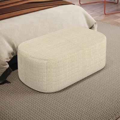 Puff Decorativo Doha W01 Retangular Espuma Linho Palha Bege Lyam Decor