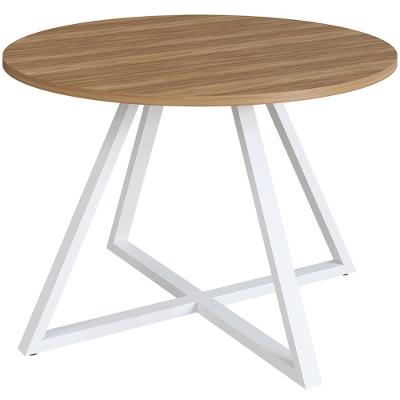 Mesa para Escritório de Reunião Redonda Idea A03 Industrial MDF-MDP 110cm Branco Lyam Decor