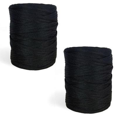 Fio Náutico para Crochê Premium 100% Poliéster 5mm Preto Kit 2 Unidades 500g