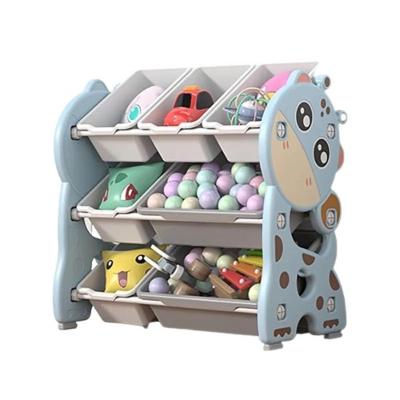 Estante Organizadora Infantil Brinquedos 7 Caixas 3 Prateleiras Azul Girafinha para Quarto