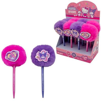 Caneta Esferográfica com Pompom Leoarte Hello Kitty e Amigos com Aplique Unidade