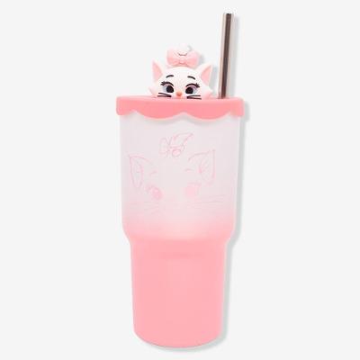 Copo Térmico Topper Marie Disney 600ml Aço Inoxidável com Tampa e Canudo Removível para Rotina