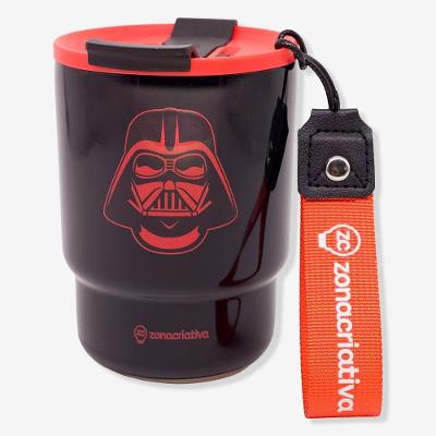 Copo Térmico To Go Darth Vader 400ML Inox com Tampa Antivazamento e Canudo Preto Star Wars