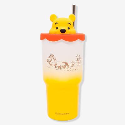 Copo Térmico Topper Ursinho Pooh Disney 600ml Aço Inoxidável com Tampa e Canudo