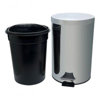 Lixeira com Pedal 1093 12L Aço Inox com Balde Interno Removível Prata