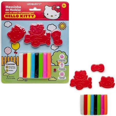 Massinha de Modelar Hello Kitty 80g com 3 Moldes Exclusivos Infantil Leo & Leo