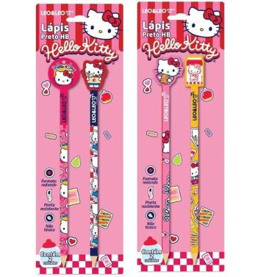 Lápis Hb com Borracha na Ponta Hello Kitty Leo & Leo Blister com 2 Unidades Atóxico