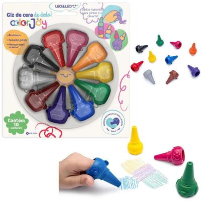 Giz de Cera Encaixável no Dedo Leo & Leo Color Joy com 10 Unidades em 10 Cores