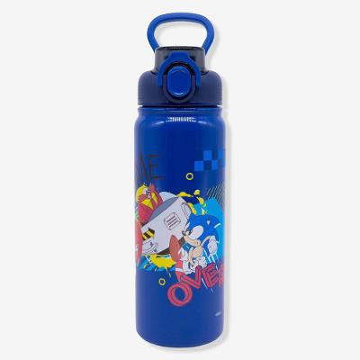 Garrafa Galaxy Sonic 650ML em Plástico e Aço Inoxidável Parede Dupla Azul Sega
