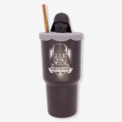 Copo Térmico Copo Topper Darth Vader 600ML Aço Inoxidável com Tampa e Canudo Preto Star Wars