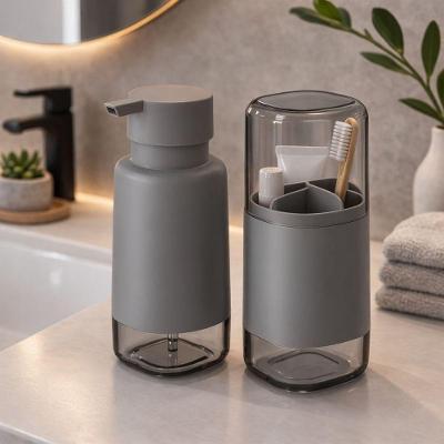 Kit para Banheiro Dual Porta Sabonete Líquido 500ML Porta Escova Chumbo Ou