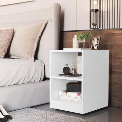 Mesa Lateral Decore Quadrada MDP Rodízios 30cm Branco Multiuso SAL Movelaria