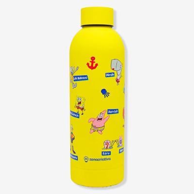 Garrafa Max Bob Esponja 500ml Aço Inoxidável com Tampa Rosqueável para Trabalho Zonacriativa