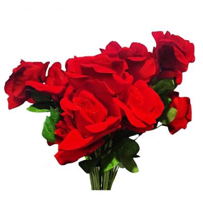 Kit 4 Buquês de Rosas Aveludadas Vermelhas Artificiais para Decoração de Coração Shop