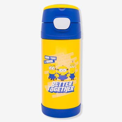 Garrafa Térmica Infantil Top Handle Minions 350ml Aço Inoxidável Amarelo para Escola Universal