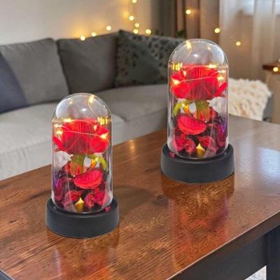 Kit 2 Luminárias Decorativas Rosa em Cúpula com LED Vermelho Art House