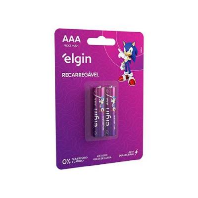 Pilha Recarregável Aaa Elgin Aaa 1000mAh com 2 Unidades para Controles Brinquedos e Lanternas