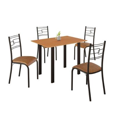 Conjunto Sala de Jantar Ella 4 Lugares Tampo MDF Mesa 93x58cm Preto C- Jambo Mila