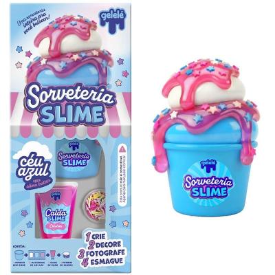 Kit Slime Infantil Sorveteria Céu Azul Atividade Sensorial Criativa Gelelé