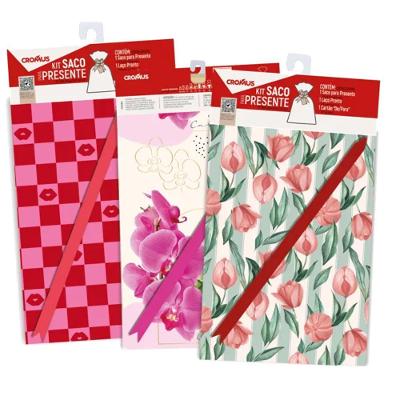Saco de Presente Feminino 30x44cm Kit com 1 Unidade Estampas Sortidas Cromus
