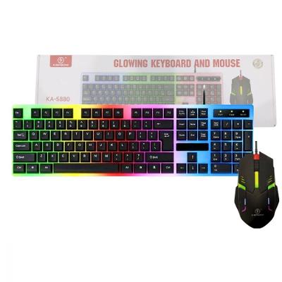 Kit Teclado e Mouse Gamer Semi Mecânico LED RGB Kapbom Preto