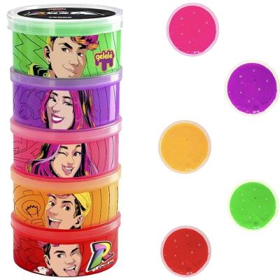 Slime Torre dos Rosa Youtubers 5 Cores com 5 Potinhos Coloridos Gelelé