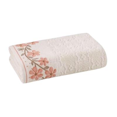 Toalha de Banho Eva 135x70cm Misto 440g-m2 Floral Off White Döhler