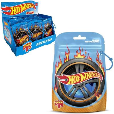 Slime Infantil Clip Bag Hot Wheels Metalizada Azul 180g Gelelé