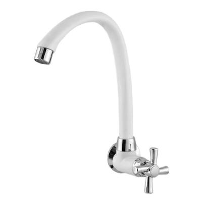 Torneira para Cozinha Parede Cross Bica Alta Móvel PVC Cromado Branco Tigre