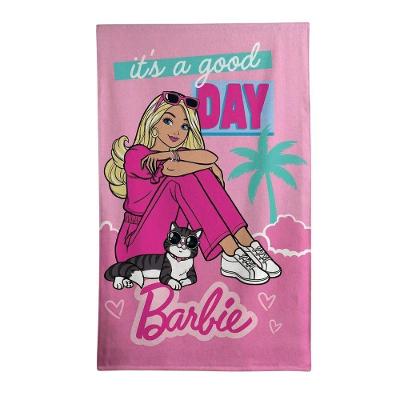 Toalha de Banho Infantil Barbie 70cm X 1,15m Algodão Felpuda Rosa Döhler