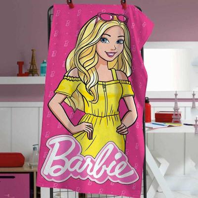 Toalha de Banho Infantil Barbie 70x130cm Algodão 320g-m2 Aveludada Rosa Döhler