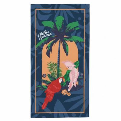 Toalha de Praia Aveludada Trópicos 70x140cm Misto 280g-m2 Azul Escuro Lepper