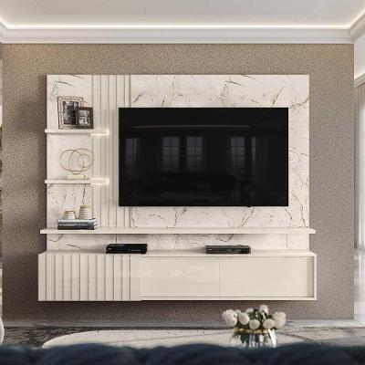 Bancada Suspensa para Tv Mesaque Até 65 Polegadas 200cm Mdp Calacata-offwhite Gran Belo