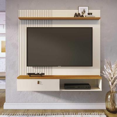 Bancada Suspensa Blitz Até 55 MDP MDF Porta Basculante Cinamomo e Offwhite Gran Belo