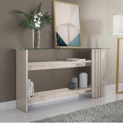 Aparador Gusmao G97 2 Prateleiras Mdp 35cm Calacata-offwhite Gran Belo