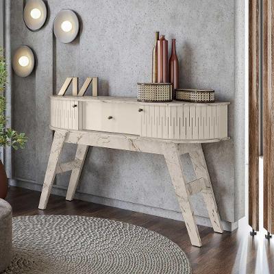 Aparador Decorativo Lauro G97 2 Portas 1 Gaveta Mdp 136cm Calacata-offwhite Gran Belo