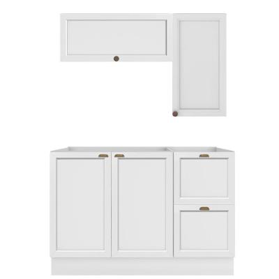 Armário Aéreo e Balcão para Banheiro Unna3p 4 Portas MDP e MDF 120cm Branco Poliman Móveis