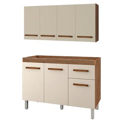 Armario Aereo e Balcao para Cozinha 4 Portas 1 Gaveta 120cm Off White Moblis Móveis