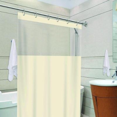 Cortina de Box Bege Visor com Gancho em PVC Antimofo para Banheiro Vida Pratika