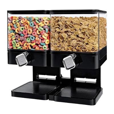 Dispenser Duplo de Cereais Porta Alimentos 7L Ps Abs Tpr com Potes Transparentes para Cozinha Preto