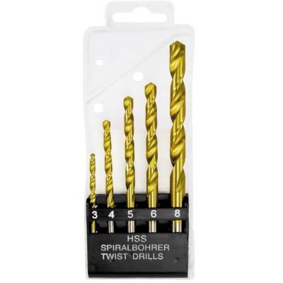 Jogo de Brocas para Metal Hss 3mm 4mm 5mm 6mm 8mm Nitreto de Titânio com 5 Peças Mtx