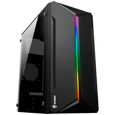 Gabinete Gamer Orcus V2 EG-823 Mid-Tower Micro ATX Vidro Temperado RGB Preto Evolut