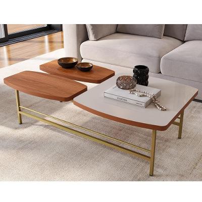 Mesa de Centro Lile Luxo Retangular Mdf Pés de Ferro 109cm Off White Jequitiba Movelove