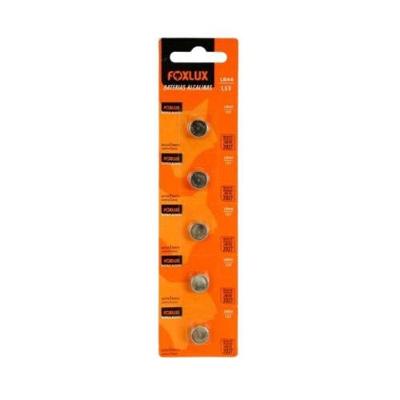 Bateria Alcalina Foxlux Lr44 1,5V Embalagem com 5 Unidades para Dispositivos Eletrônicos