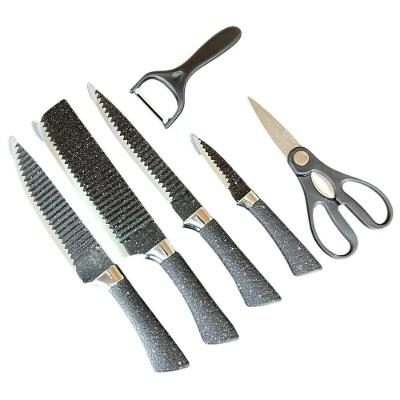 Jogo de Facas 6 Peças Chef com Cutelo Tesoura e Descascador Aço Inox para Cozinha Preto Carisma