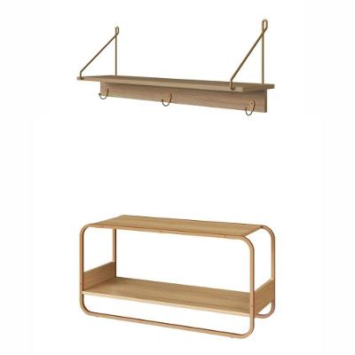 Kit Banco Sapateira Luna e Cabideiro Oslo Estrutura MDP Metal Marrom Artesano Móveis