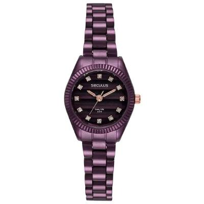Relógio Feminino 77362LPSVFA2 Analógico Pulseira Aço Inox Roxo Séculus